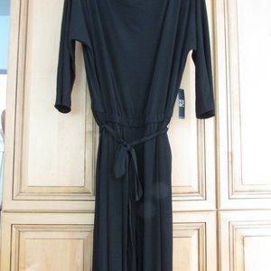 NY&C Womens Black Nylon Pull On Jumpsuit Sz XXL New Wide Leg Scoop Neck